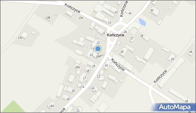 Kończyce, Kończyce, 14A, mapa Kończyce