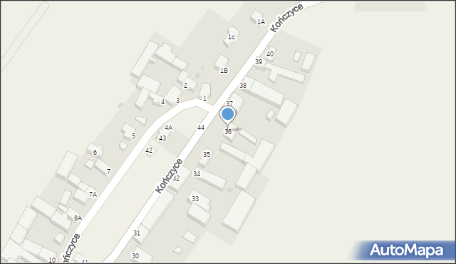Kończyce, Kończyce, 36, mapa Kończyce