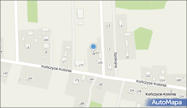 Kończyce-Kolonia, Kończyce-Kolonia, 19, mapa Kończyce-Kolonia