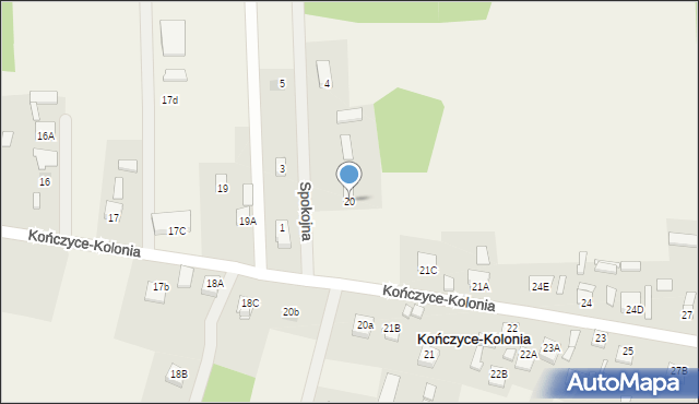 Kończyce-Kolonia, Kończyce-Kolonia, 20, mapa Kończyce-Kolonia