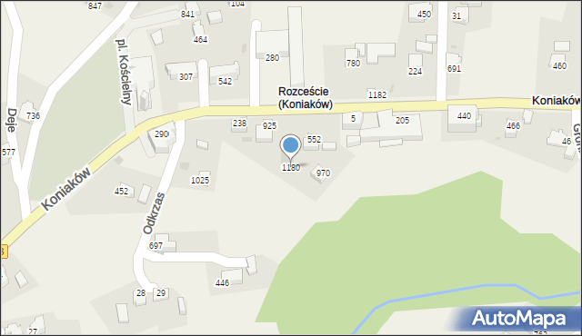 Koniaków, Koniaków, 1180, mapa Koniaków