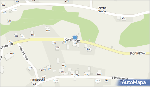 Koniaków, Koniaków, 389, mapa Koniaków