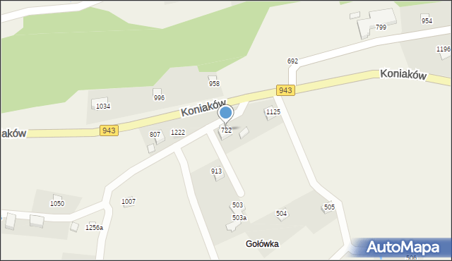 Koniaków, Koniaków, 722, mapa Koniaków