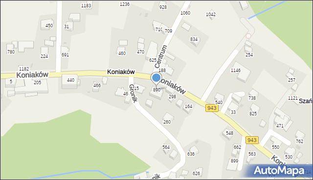 Koniaków, Koniaków, 890, mapa Koniaków
