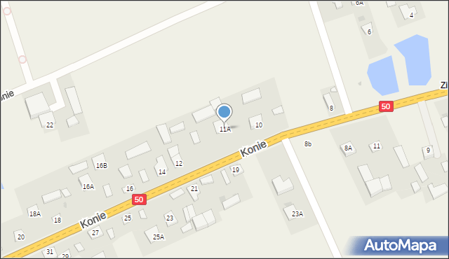Konie, Konie, 11A, mapa Konie