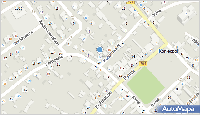 Koniecpol, Konopnickiej Marii, 14, mapa Koniecpol
