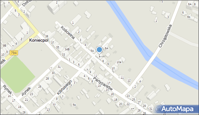 Koniecpol, Kościelna, 7, mapa Koniecpol