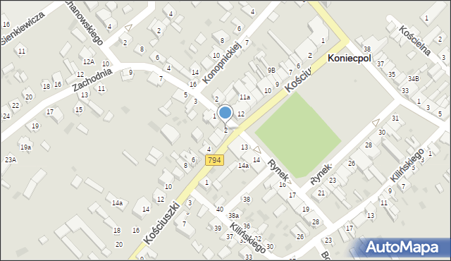 Koniecpol, Kościuszki Tadeusza, gen., 2, mapa Koniecpol