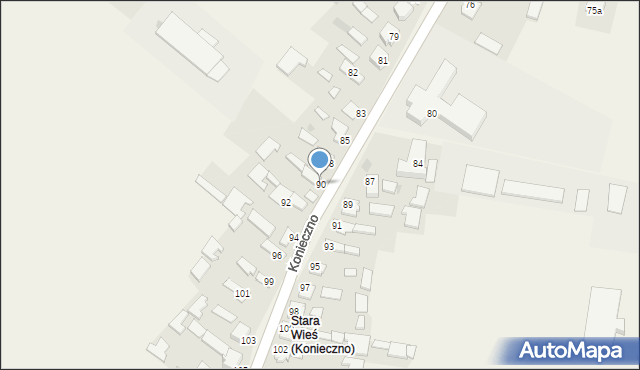 Konieczno, Konieczno, 90, mapa Konieczno