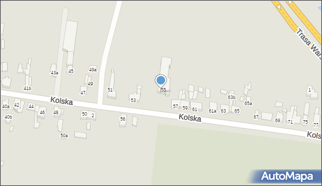 Konin, Kolska, 55a, mapa Konina