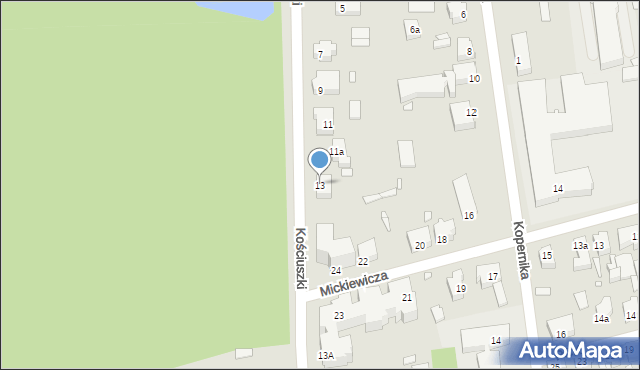 Konin, Kościuszki Tadeusza, gen., 13, mapa Konina