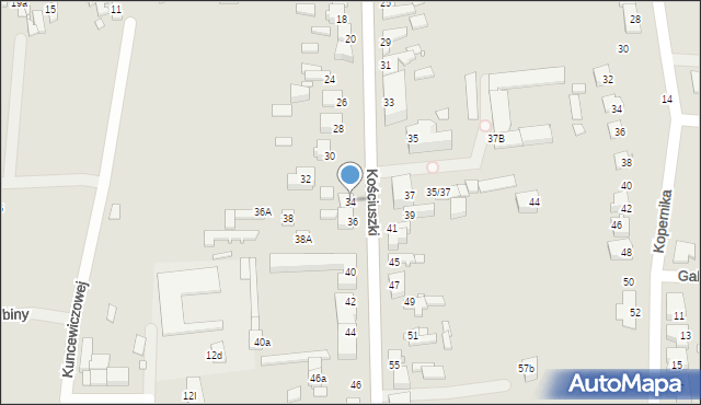 Konin, Kościuszki Tadeusza, gen., 34, mapa Konina