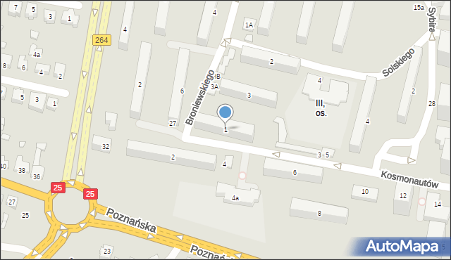 Konin, Kosmonautów, 1, mapa Konina