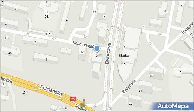 Konin, Kosmonautów, 14, mapa Konina