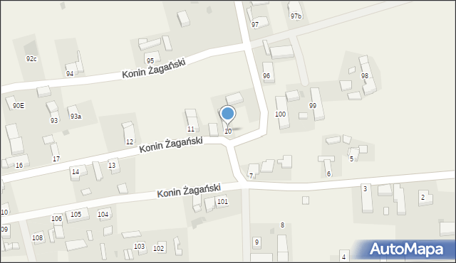 Konin Żagański, Konin Żagański, 10, mapa Konin Żagański