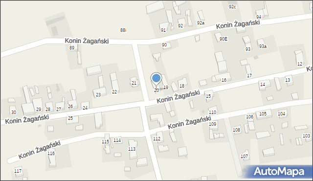Konin Żagański, Konin Żagański, 20, mapa Konin Żagański