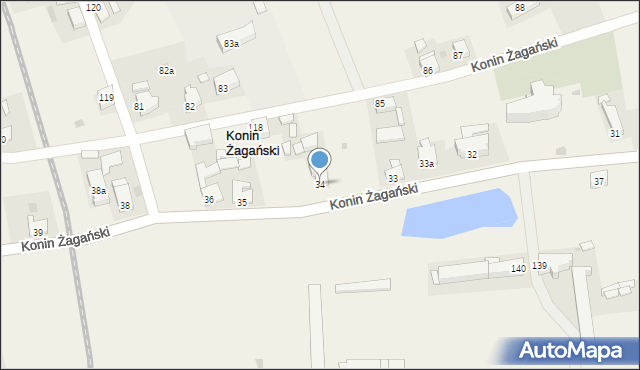 Konin Żagański, Konin Żagański, 34, mapa Konin Żagański