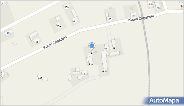 Konin Żagański, Konin Żagański, 43, mapa Konin Żagański