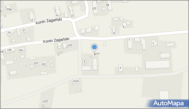 Konin Żagański, Konin Żagański, 8, mapa Konin Żagański