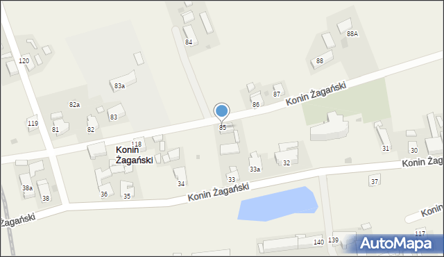 Konin Żagański, Konin Żagański, 85, mapa Konin Żagański