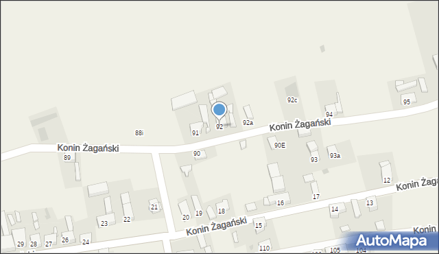 Konin Żagański, Konin Żagański, 92, mapa Konin Żagański