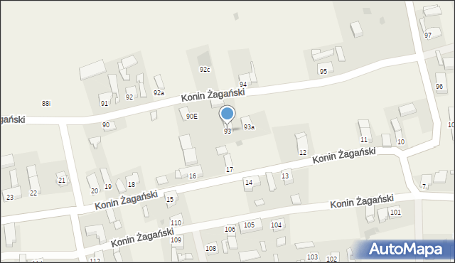 Konin Żagański, Konin Żagański, 93, mapa Konin Żagański