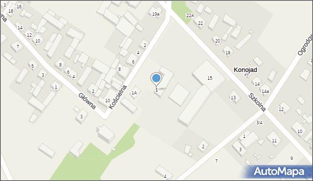 Konojad, Kościelna, 1, mapa Konojad