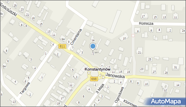 Konstantynów, Kościuszki Tadeusza, gen., 1, mapa Konstantynów