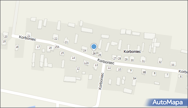 Korboniec, Korboniec, 25, mapa Korboniec