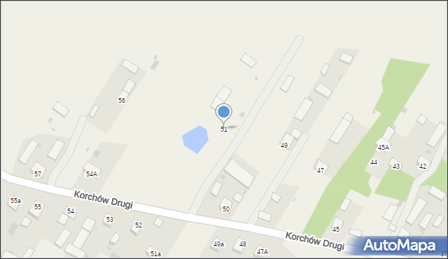 Korchów Drugi, Korchów Drugi, 51, mapa Korchów Drugi