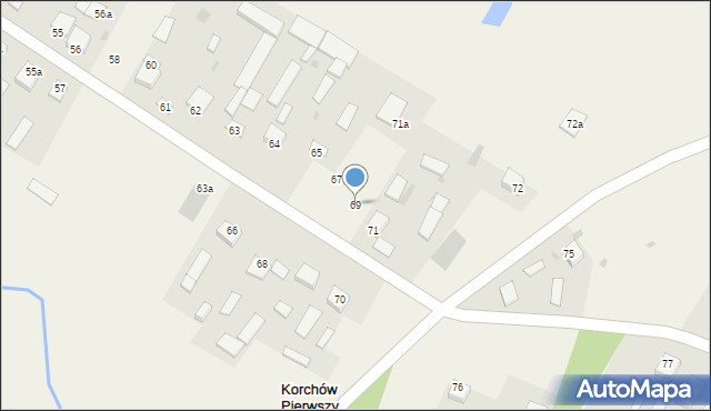 Korchów Pierwszy, Korchów Pierwszy, 69, mapa Korchów Pierwszy