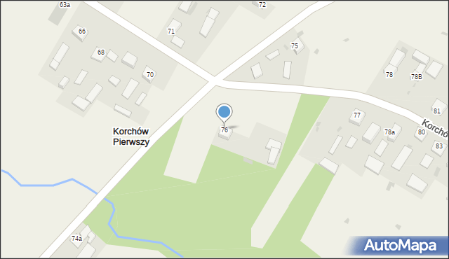 Korchów Pierwszy, Korchów Pierwszy, 76, mapa Korchów Pierwszy