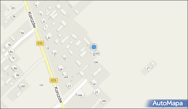 Korczów, Korczów, 12, mapa Korczów