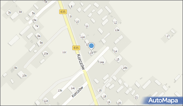 Korczów, Korczów, 13, mapa Korczów