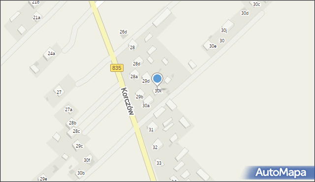 Korczów, Korczów, 30k, mapa Korczów
