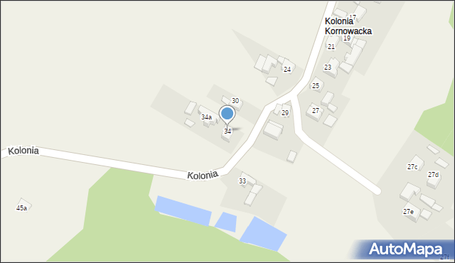 Kornowac, Kolonia, 34, mapa Kornowac