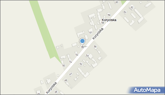 Koryciska, Koryciska, 55, mapa Koryciska
