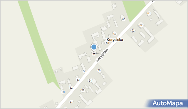 Koryciska, Koryciska, 57, mapa Koryciska