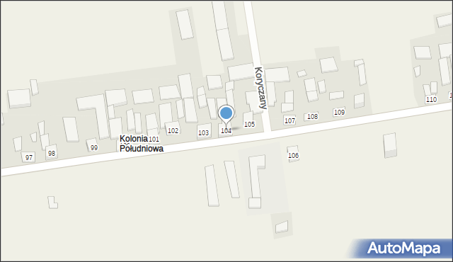 Koryczany, Koryczany, 104, mapa Koryczany
