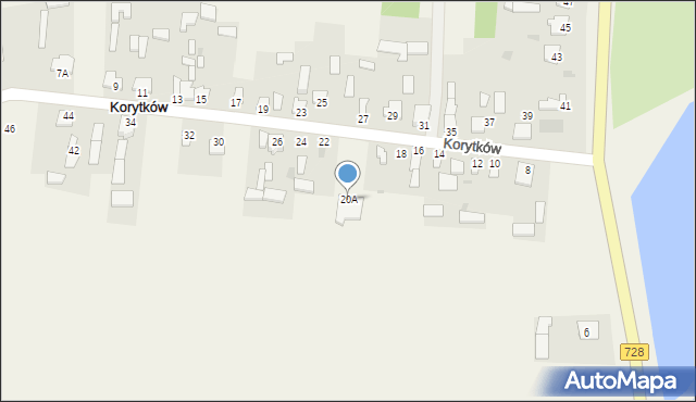 Korytków, Korytków, 20A, mapa Korytków