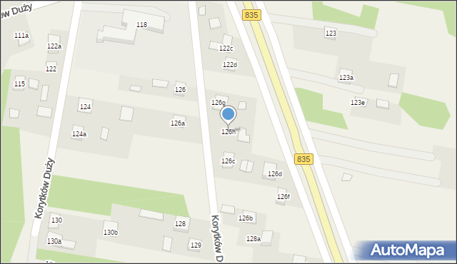 Korytków Duży, Korytków Duży, 126h, mapa Korytków Duży