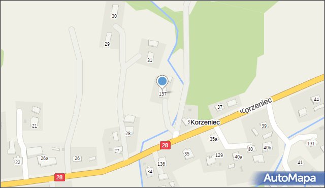 Korzeniec, Korzeniec, 137, mapa Korzeniec