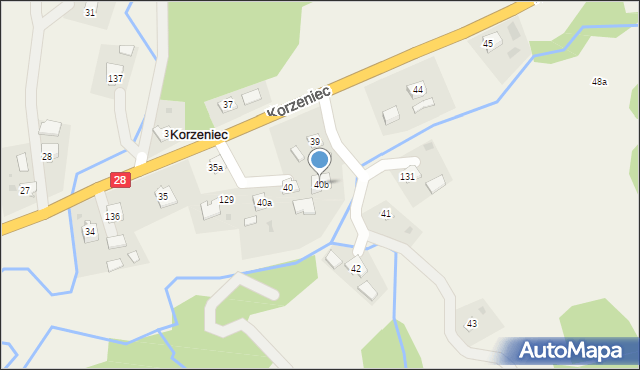 Korzeniec, Korzeniec, 40b, mapa Korzeniec