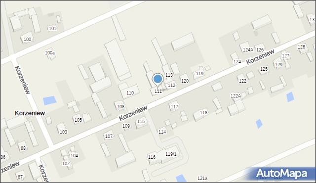 Korzeniew, Korzeniew, 111, mapa Korzeniew