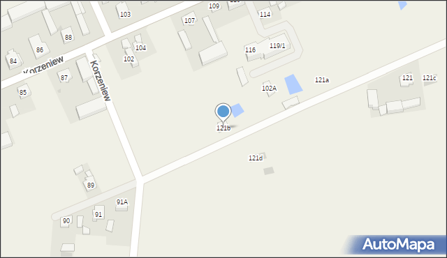 Korzeniew, Korzeniew, 121b, mapa Korzeniew