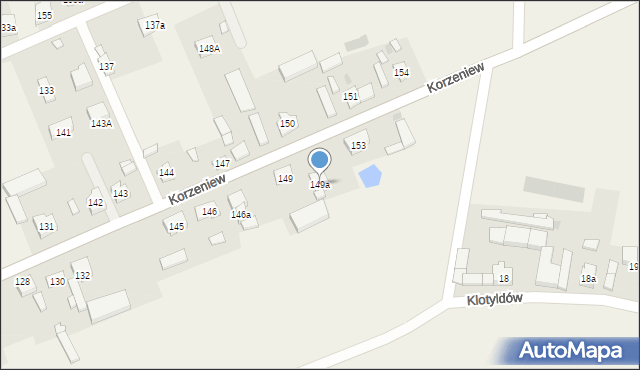 Korzeniew, Korzeniew, 149a, mapa Korzeniew