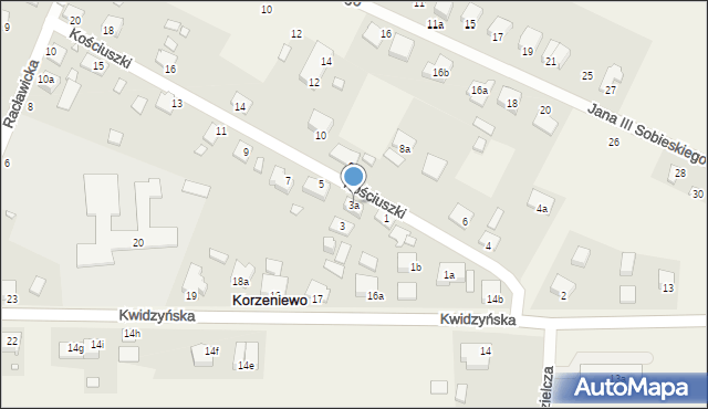 Korzeniewo, Kościuszki Tadeusza, gen., 3a, mapa Korzeniewo