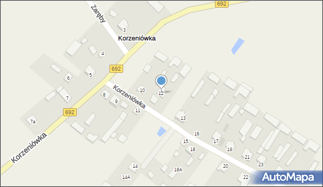 Korzeniówka, Korzeniówka, 12, mapa Korzeniówka