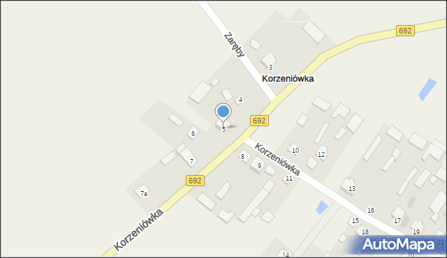 Korzeniówka, Korzeniówka, 5, mapa Korzeniówka