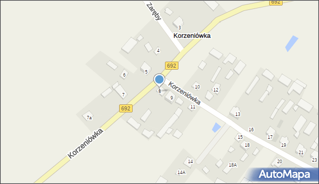 Korzeniówka, Korzeniówka, 8, mapa Korzeniówka